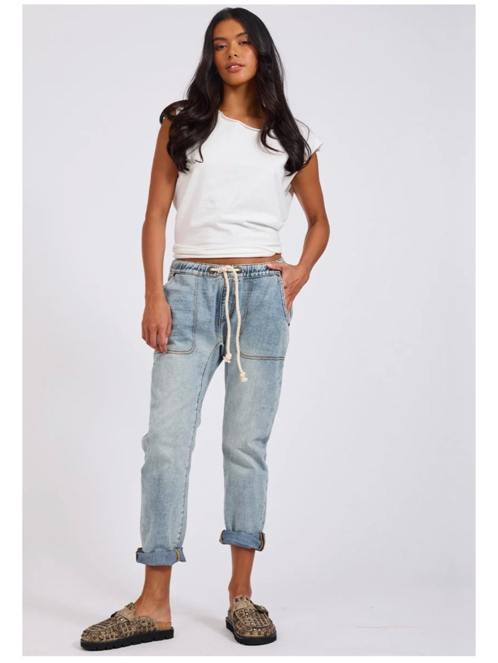 Like new! One Teaspoon Shabbies boyfriend Drawstring Jeans XS